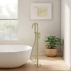 Colonne de baignoire îlot + flexible + douchette, doré brossé, GoodHome Owens