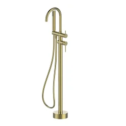 Colonne de baignoire îlot + flexible + douchette, doré brossé, GoodHome Owens