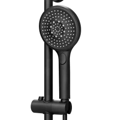Colonne de bain/douche thermostatique avec pommeau, douchette 3 jets, flexible, barre réglable, noir, GoodHome Anika