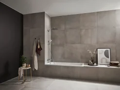 Colonne de bain/douche thermostatique avec pommeau + douchette 2 jets + flexible + barre réglable, chrome, Hansgrohe Crometta E