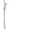 Colonne de bain/douche thermostatique avec pommeau + douchette 2 jets + flexible + barre réglable, chrome, Hansgrohe Showerpipe Crometta S 240