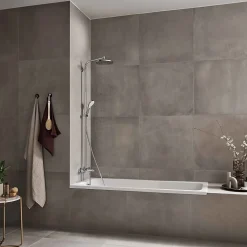 Colonne de bain/douche thermostatique avec pommeau + douchette 2 jets + flexible + barre réglable, chrome, Hansgrohe Showerpipe Crometta S 240