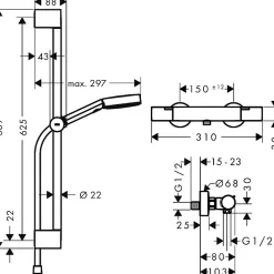 Colonne de douche - HANSGROHE - Pulsify Select S - Combi douche - 3 Jets