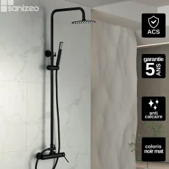 Colonne de Douche Anti-Calcaire Noir Mat MILOS STICK BDYS045/NG