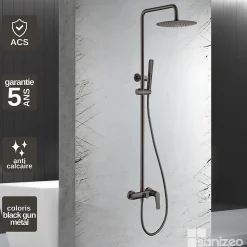 Colonne de Douche Anti-Calcaire Black Gun Métal IMEX DELOS BDD055/BGM