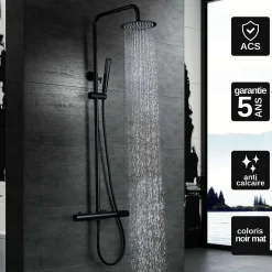 Colonne de Douche Anti-Calcaire Noir Mat IMEX DINAMARCA BDR031/NG