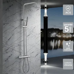 Colonne de Douche Anti-Calcaire Chrome IMEX BDD038