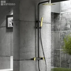 Colonne de Douche Anti-Calcaire Noir et Or IMEX SUECIA BDC032/NGOLD