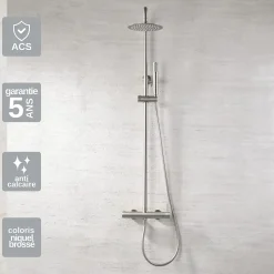 Colonne de Douche Anti-Calcaire Niquel Brossé IMEX MONZA BDM039/NQ