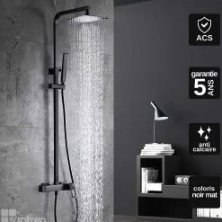 Colonne de Douche Anti-Calcaire Noir Mat IMEX SUECIA BDC032/NG