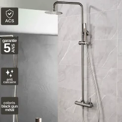 Colonne de Douche Anti-Calcaire Black Gun Métal IMEX MONZA BDM039/BGM