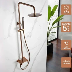 Colonne de Douche Anti-Calcaire Or Rose Brossé IMEX IMEX OLIMPO BDC033/ORC