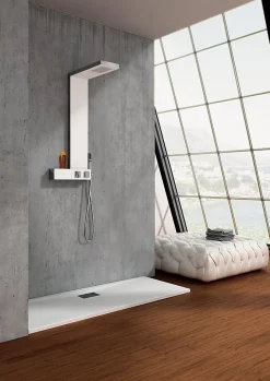 Colonne de douche AQUADESIGN - Largeur: 20 cm - Profondeur: 50 cm - Hauteur: 102,5 cm - Chromé - Façade blanche