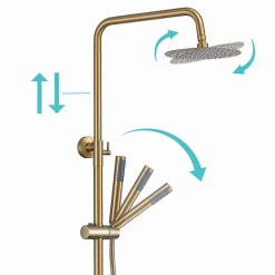 Colonne de douche avec mitigeur thermostatique LOMAZOO Orléan doré