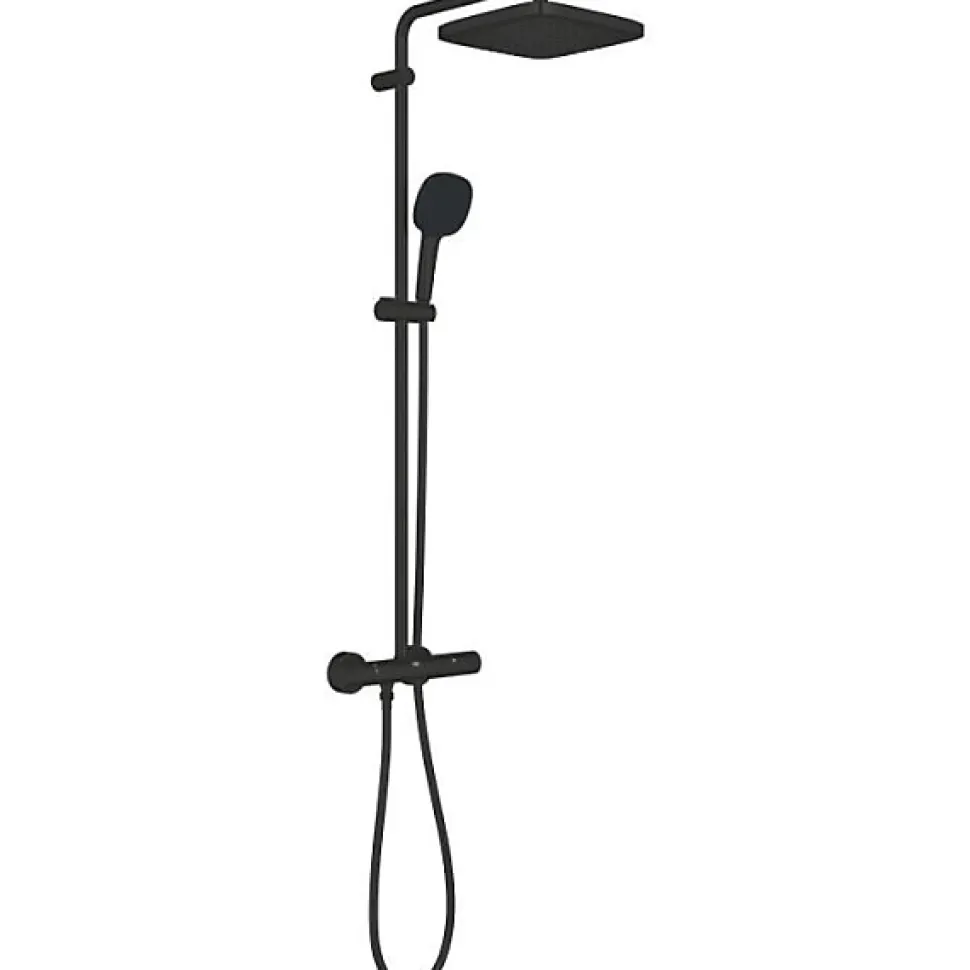 Colonne de douche avec mitigeur thermostatique - Economie d'eau - GROHE Vitalio Comfort 250 - Noir Mat - 266962431