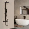 Colonne de douche avec mitigeur thermostatique LOMAZOO Kyoto noir