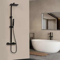 Colonne de douche avec mitigeur thermostatique LOMAZOO Kyoto noir