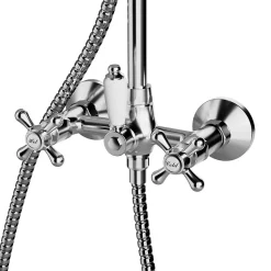 Colonne de douche avec mélangeur mécanique + douchette + flexible + barre réglable, chrome, GoodHome Etel