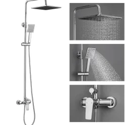 Colonne de Douche avec Robinetterie , Auralum max Ensemble de Douche avec pommeau + douchette + flexible