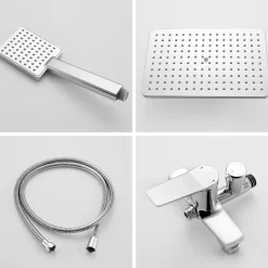 Colonne de Douche avec Robinetterie , Auralum max Ensemble de Douche avec pommeau + douchette + flexible