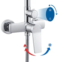 Colonne de Douche avec Robinetterie , Auralum max Ensemble de Douche avec pommeau + douchette + flexible