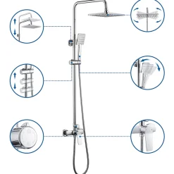 Colonne de Douche avec Robinetterie , Auralum max Ensemble de Douche avec pommeau + douchette + flexible