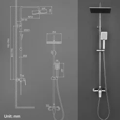Colonne de Douche avec Robinetterie , Auralum max Ensemble de Douche avec pommeau + douchette + flexible