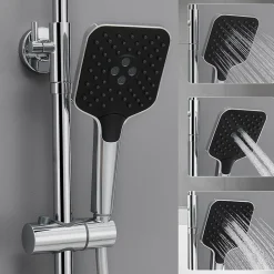 Colonne de Douche avec Robinetterie Thermostatique Lonheo max Ensemble de Douche avec Etagère, Douchette 3 jets