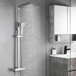 Colonne de Douche avec Robinetterie Thermostatique, Auralum max Ensemble de Douche avec pommeau + douchette + flexible