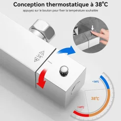 Colonne de Douche avec Robinetterie Thermostatique, Auralum MAX Ensemble de Douche avec pommeau + douchette