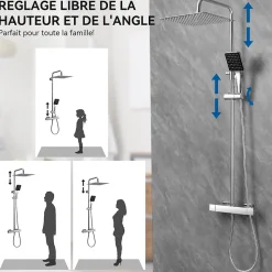 Colonne de Douche avec Robinetterie Thermostatique, Auralum MAX Ensemble de Douche avec pommeau + douchette