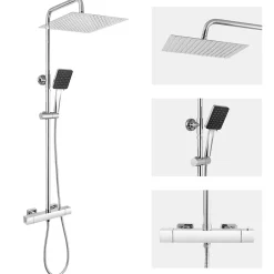 Colonne de Douche avec Robinetterie Thermostatique, Auralum MAX Ensemble de Douche avec pommeau + douchette