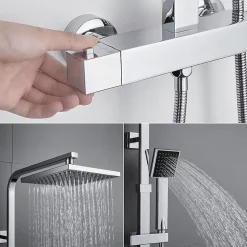 Colonne de Douche avec Robinetterie Thermostatique, Auralum max Ensemble de Douche avec pommeau + douchette