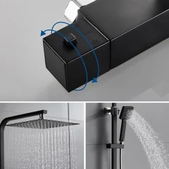 Colonne de Douche avec Robinetterie Thermostatique, Auralum max Ensemble de Douche avec pommeau + douchette + flexible