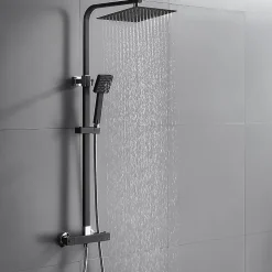 Colonne de Douche avec Robinetterie Thermostatique, Auralum max Ensemble de Douche avec pommeau + douchette + flexible