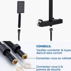 Colonne de Douche avec Robinetterie Thermostatique, Auralum max Ensemble de Douche avec pommeau + douchette