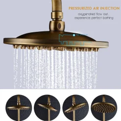 Colonne de Douche avec Robinetterie , Auralum max Ensemble de Douche avec pommeau + douchette + barre réglable, bronze brossé