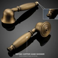 Colonne de Douche avec Robinetterie , Auralum max Ensemble de Douche avec pommeau + douchette + barre réglable, bronze brossé
