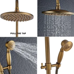Colonne de Douche avec Robinetterie , Auralum max Ensemble de Douche avec pommeau + douchette + barre réglable, bronze brossé