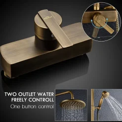 Colonne de Douche avec Robinetterie , Auralum max Ensemble de Douche avec pommeau + douchette + barre réglable, bronze brossé