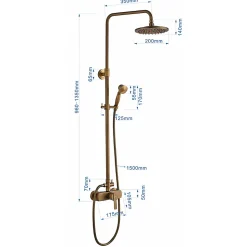 Colonne de Douche avec Robinetterie , Auralum max Ensemble de Douche avec pommeau + douchette + barre réglable, bronze brossé