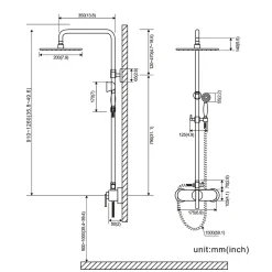 Colonne de Douche avec Robinetterie , Auralum max Ensemble de Douche avec pommeau + douchette + barre réglable, bronze brossé
