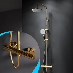 Colonne de douche baignoire thermostatique Système de douche avec mitigeur thermostatique, doré, F07XA499 X-Joy AM.PM