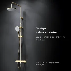 Colonne de douche baignoire thermostatique Système de douche avec mitigeur thermostatique, doré, F07XA499 X-Joy AM.PM