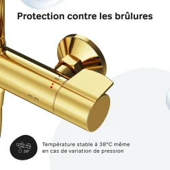 Colonne de douche baignoire thermostatique Système de douche avec mitigeur thermostatique, doré, F07XA499 X-Joy AM.PM