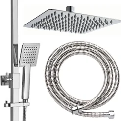 Colonne de douche carrée EXTRA FLAT, 73-122 cm, finition chrome poli, en laiton Kibath