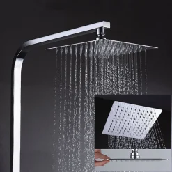 Colonne de douche carrée EXTRA FLAT, 73-122 cm, finition chrome poli, en laiton Kibath