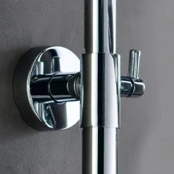 Colonne de douche carrée extra-longue VERARA, 100-150 cm, finition chrome poli, en laiton Kibath