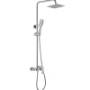 Colonne de douche carrée extra-longue DUA, 100-150 cm, finition chrome poli, en laiton Kibath
