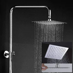 Colonne de douche carrée extra-longue DUA, 100-150 cm, finition chrome poli, en laiton Kibath